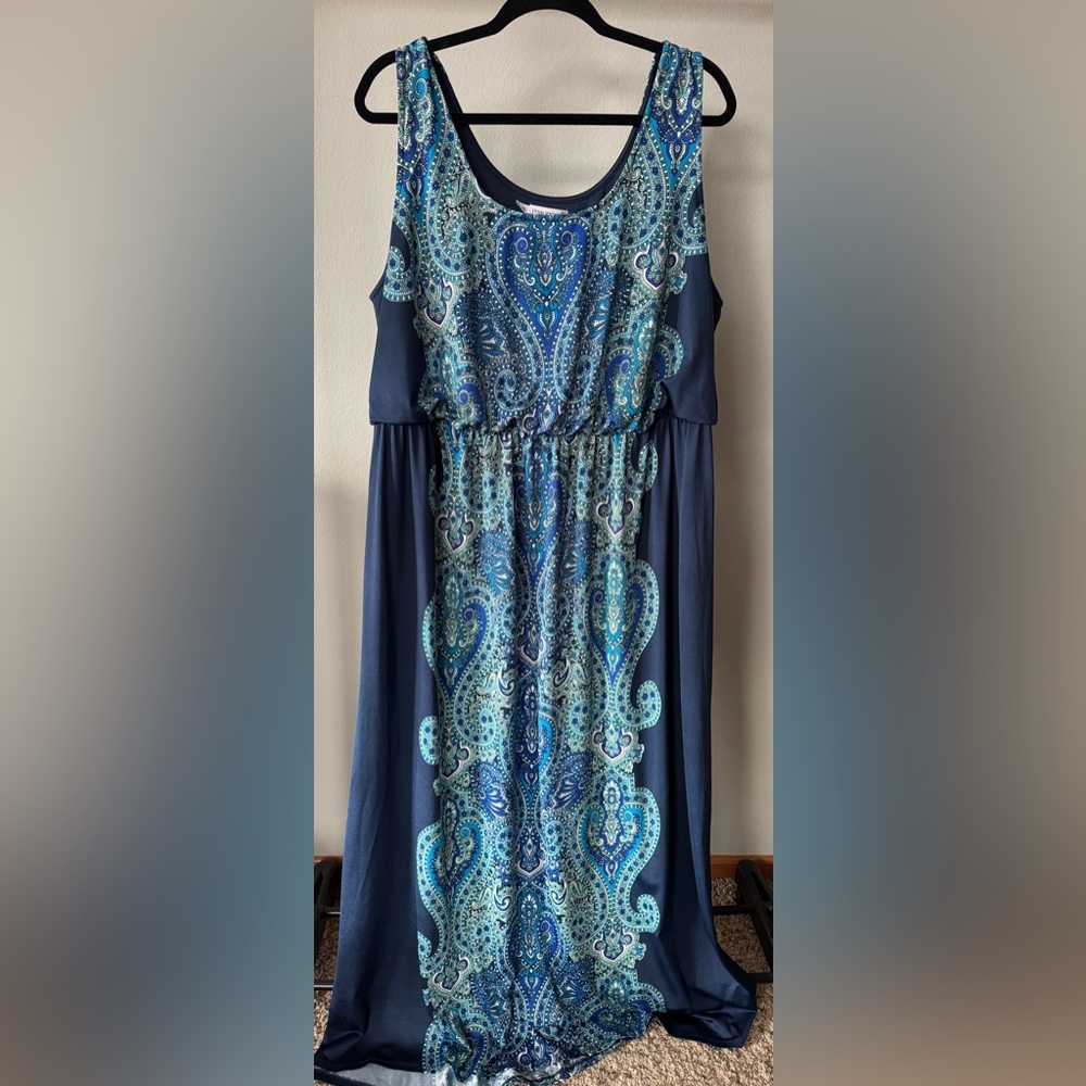 Maurices Navy and Teal Paisley Dress